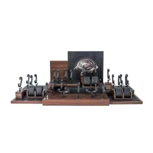 Espositore per orologio PU in impiallacciatura marrone scuro